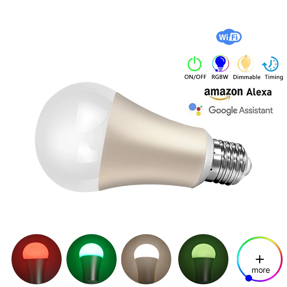 Smart Home Light Bulb LED E27 RGB Dimmable Warm Lights