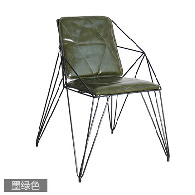 Модный креативный обеденный стул с металлической проволокой, простая железная мебель, промышленный дизайнерский стул в стиле лофт - Цвет: Ink green durable