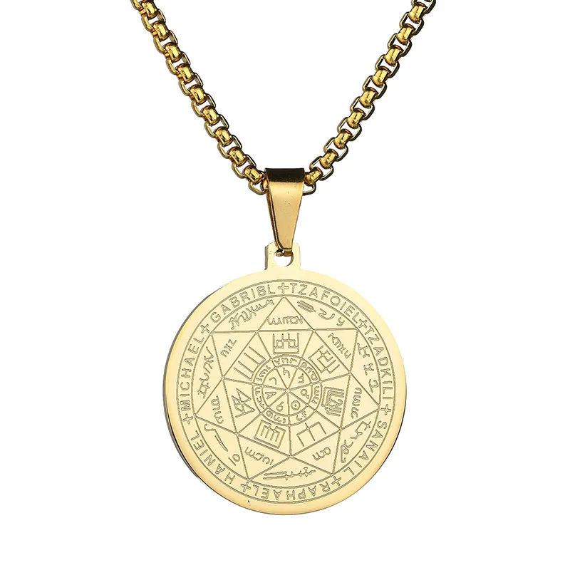 ELSEMODE Seven Archangels подвеска чокер массивное серебряное ожерелье из нержавеющей стали для женщин аксессуары к платью - Окраска металла: Gold