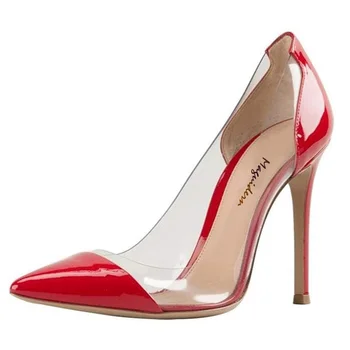 

Spring summer fashion Women Pumps Transparent High Heels Sexy Pointed Toe Slip-on High Quality Party Women Shoes US size 4-15