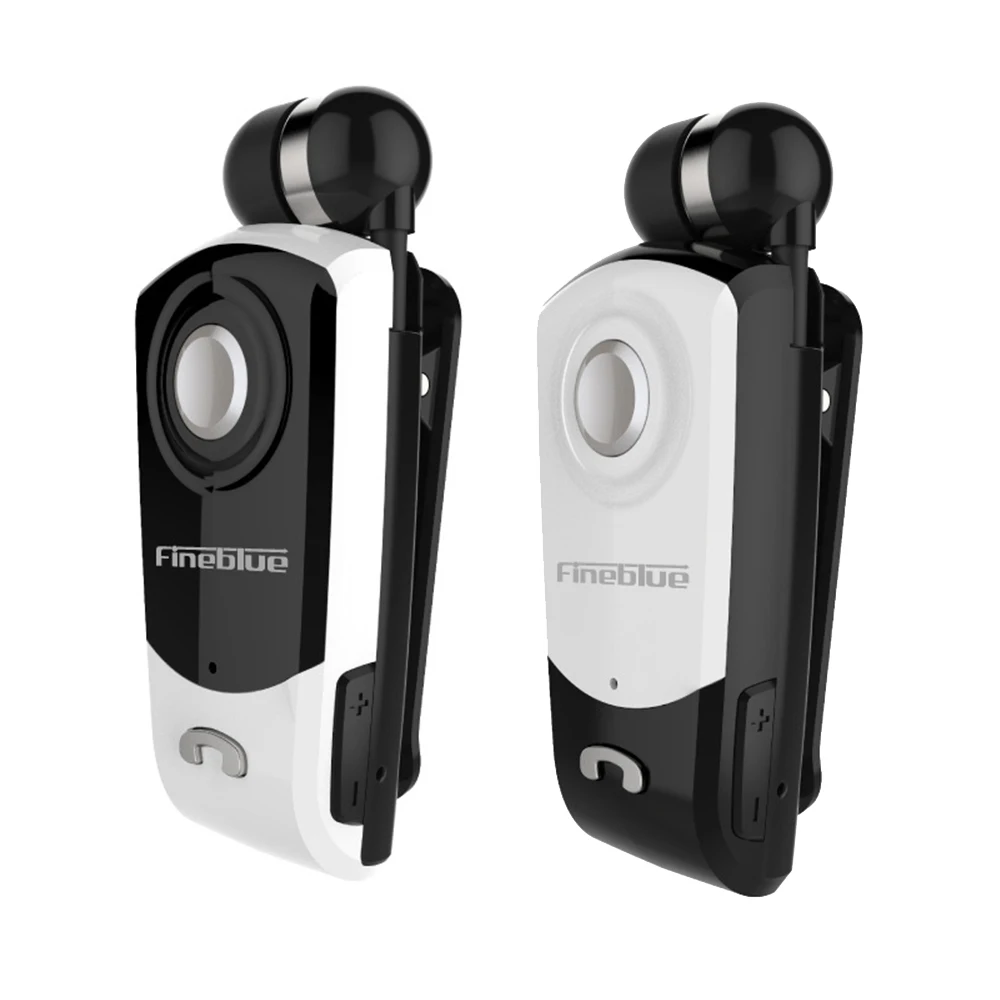 Bluetooth 4 1 Earbud Necktie Clip on Earphone Retractable Cable HD Voice Calling Noise Cancelling
