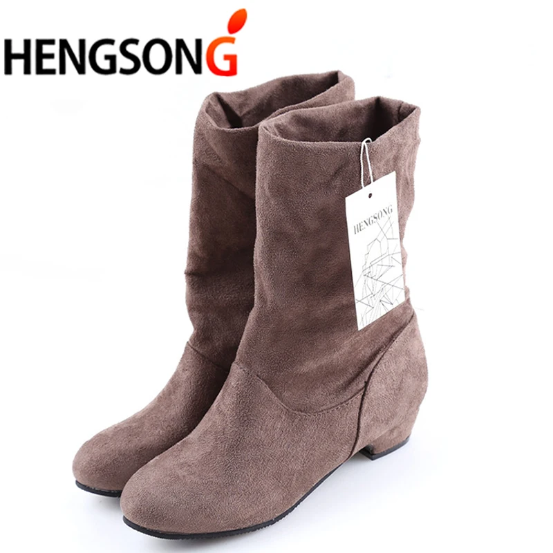 

Winter Women Winter Boots Suede Flocking Mid-Calf Snow Boots Female Warm Fur Plush Botas Mujer Ladies Martins Sock Boots 401894