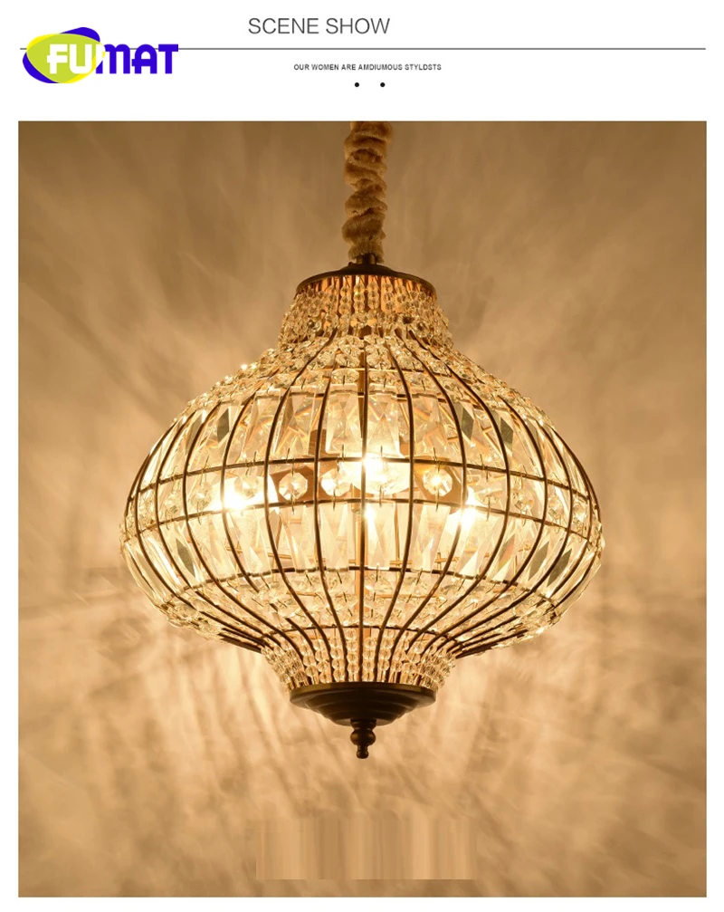 FUMAT Crystal K9 Birdcage Pendant Lamps LED Lighting Light chandeliers E14