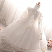 Платье принцессы на день рождения для маленьких девочек; весеннее шифоновое платье для новорожденных; одежда для крещения для девочек; милые платья-пачки с галстуком-бабочкой