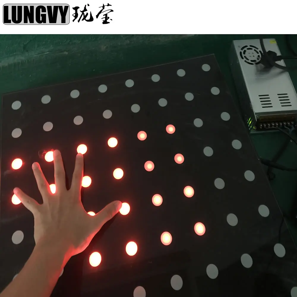 

Free Shipping 10PCS/LOT 8*8 Wedding Stage Decoration Glass Interactive Digital Panel Led RGB Color Pixel Dance Floor