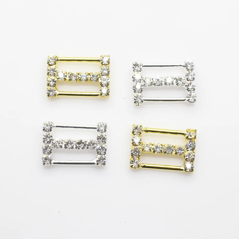 Fashion 10pcs / pack 12*18mm Rectangle Rhinestone buckles slide buckles