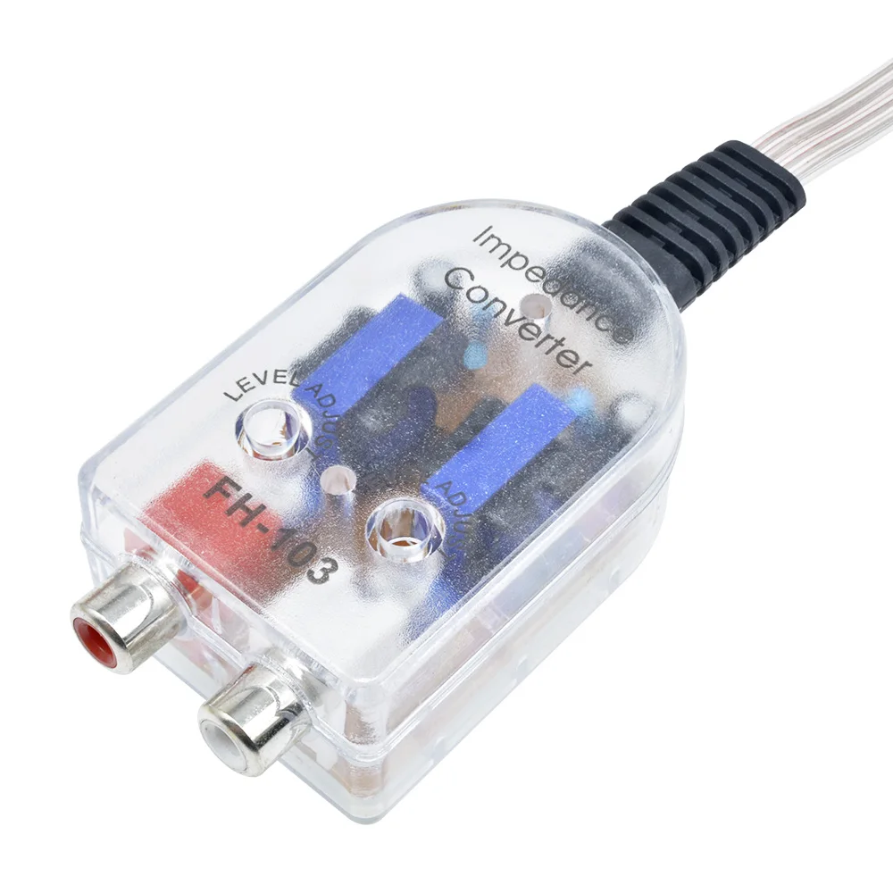 

12V Universal Speaker to RCA Line Level Adaptor Adjustable High to Low Subwoofer Audio Amplifier Impedance Coverter for Car Auto