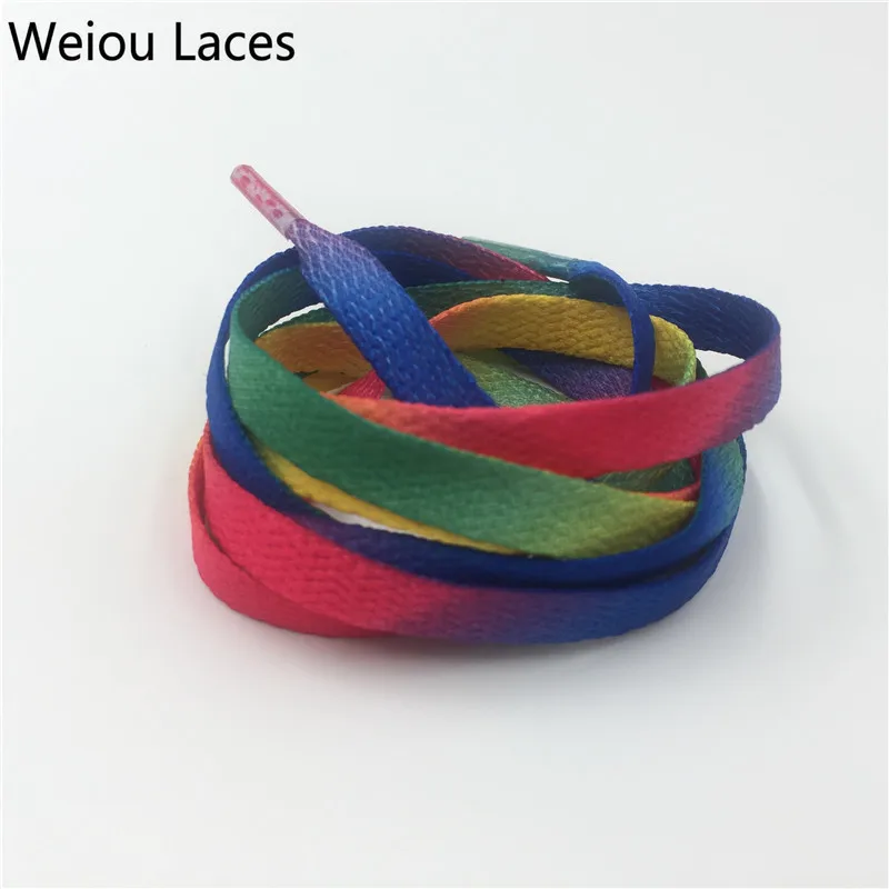 Weiou (30 Pairs/Lot) Rainbow Heat Transfer Colorful Boots Strings Polyester Customized Printing Shoelaces heavy duty Unisex