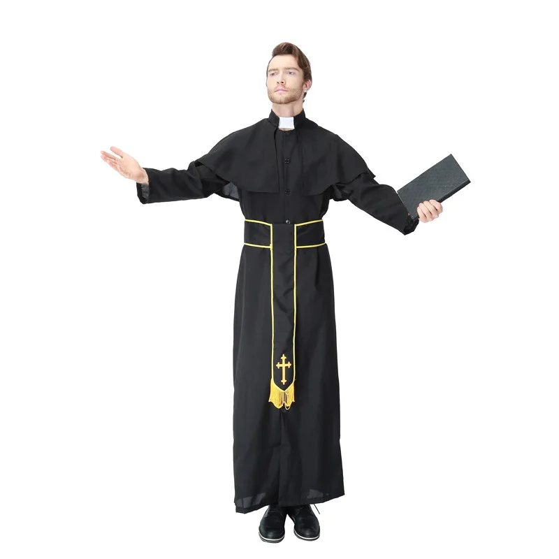 

Halloween cosply costume priest clergy nun sister Christ role acting playing cloth religion suits belt dress shawl