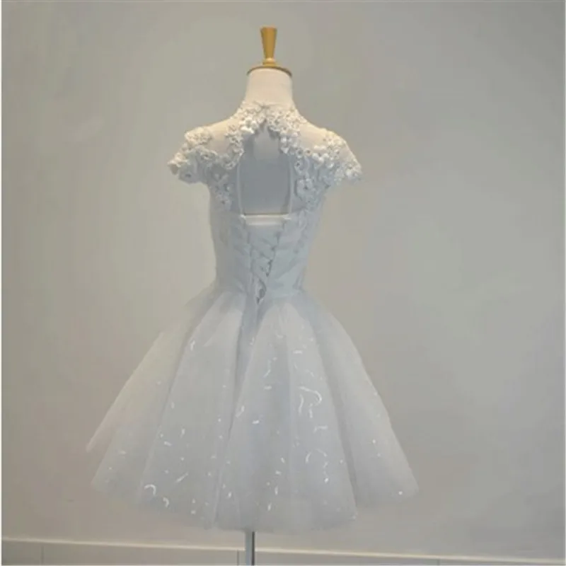 Белые кружевные платья для выпускного бала, строгий халат, Короткие вечерние платья, vestidos de festa TK095