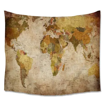 

Home Antique Map of the World Wall Tapestry Hanging Light weight Polyester Fabric Wall Decor (Antique Map)