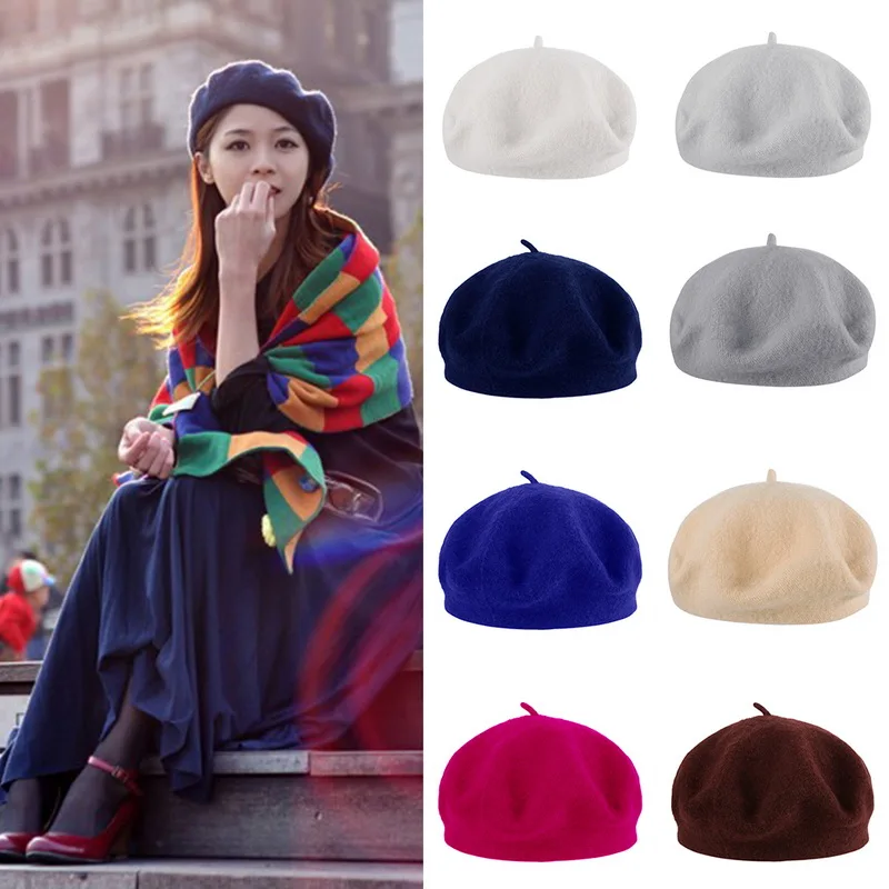 

CALOFE 2019 Popular Women Beret Winter Warm Female British Style Painter Bonnet Hats Solid Fashion Ladies Accessories