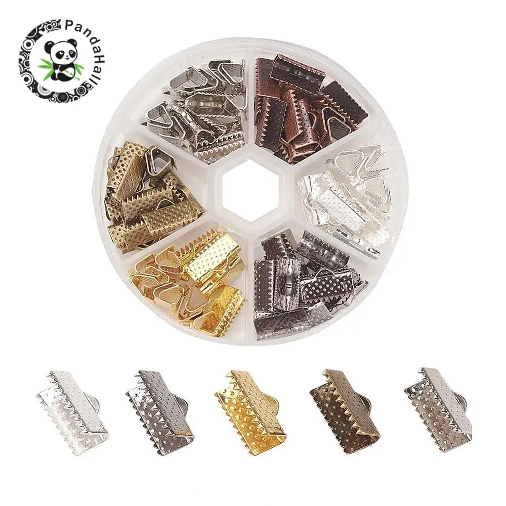 Buy 1Box Mixed Color Iron Ribbon Ends Jewelry Findings