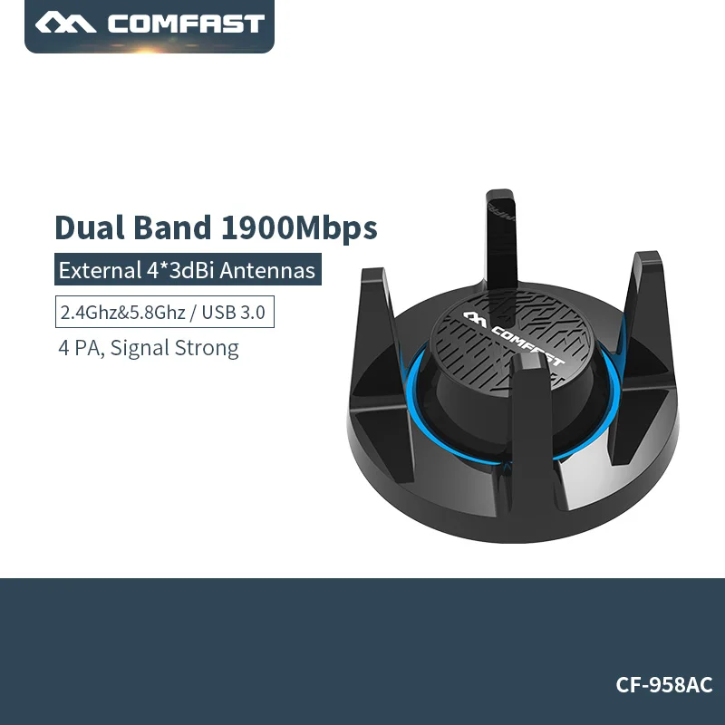 Высокомощная 1900 мегабитная игровая беспроводная сетевая карта USB 3 0 WiFi 2 4 ГГц и 5 8