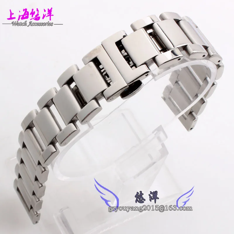 Stainless steel Watchband solid metal strap butterfly buckle 18mm 20mm 21mm 22mmsilver black width