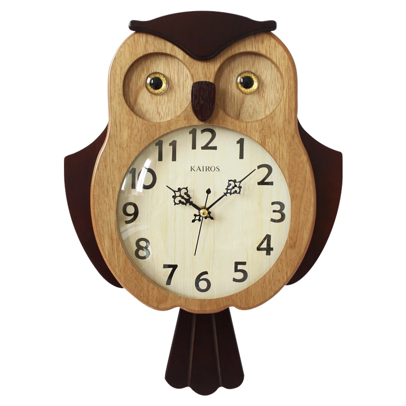 Hot 3d Wall Clock Owl Horloge Murale Design Moderne Kids Wood Clocks
