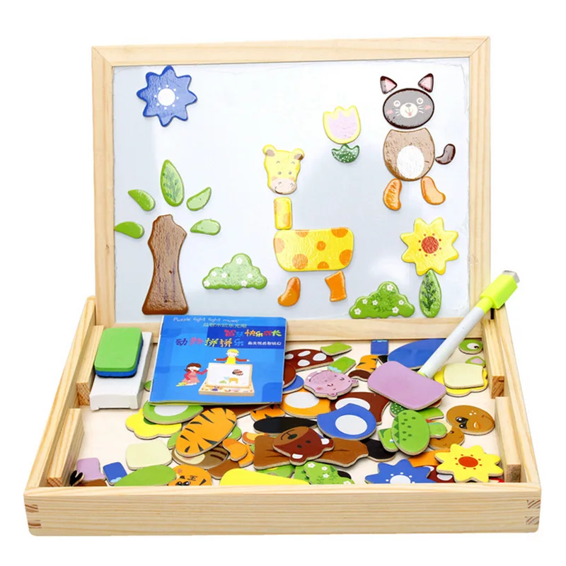 Доска для рисования и письма магнитная головоломка двойной мольберт детская деревянная игрушка Блокнот подарок детям развитие умственных способностей развивающая игрушка