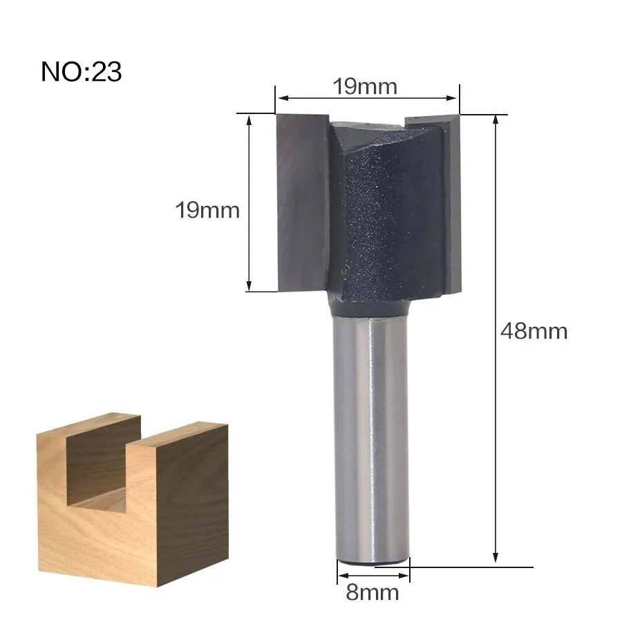 1 шт. 8 мм хвостовик древесины фрезы прямой Концевая фреза триммер очистка заподлицо отделка угловая круглая бухта коробка биты инструменты фреза RCT - Длина режущей кромки: NO23