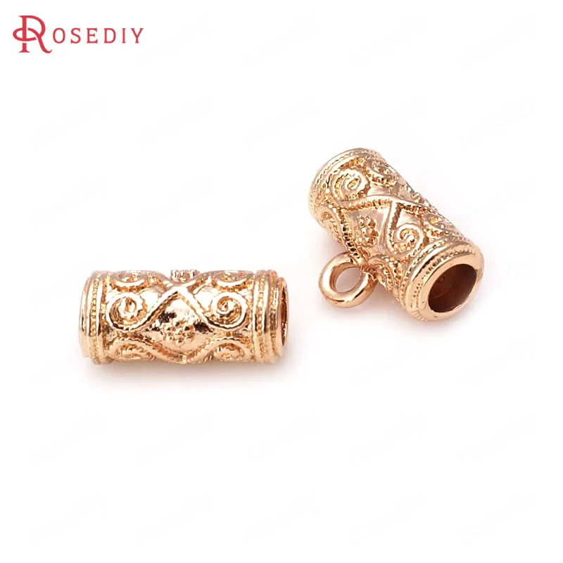 

6PCS 12.5x6MM 24K Champagne Gold Color Plated Brass Charms Bracelet Connector Beads High Quality Diy Jewelry Accessories
