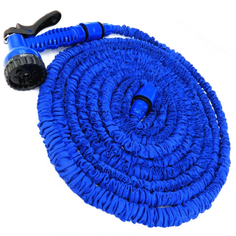 50FT 3X Expandable Flexible Garden Pipe for Car Water Hose Reels with Spray Gun EU/US Connector 1A013