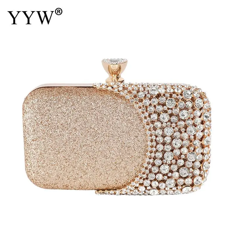 

High Quality Rhinestone Jewelry Evening Elegant Purse Clutches Top Handle Handbags Female Sequined Banquet Glitter Clutch Bag