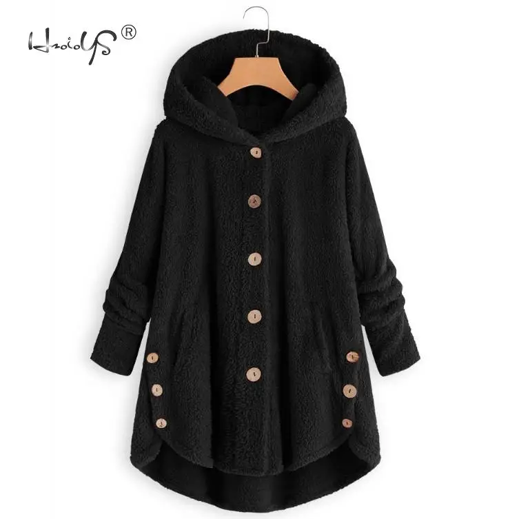 Женское зимнее пальто с капюшоном, осенняя теплая леопардовая и однотонная верхняя одежда, Весенняя модная Асимметричная женская теплая ветрозащитная верхняя одежда - Цвет: Black