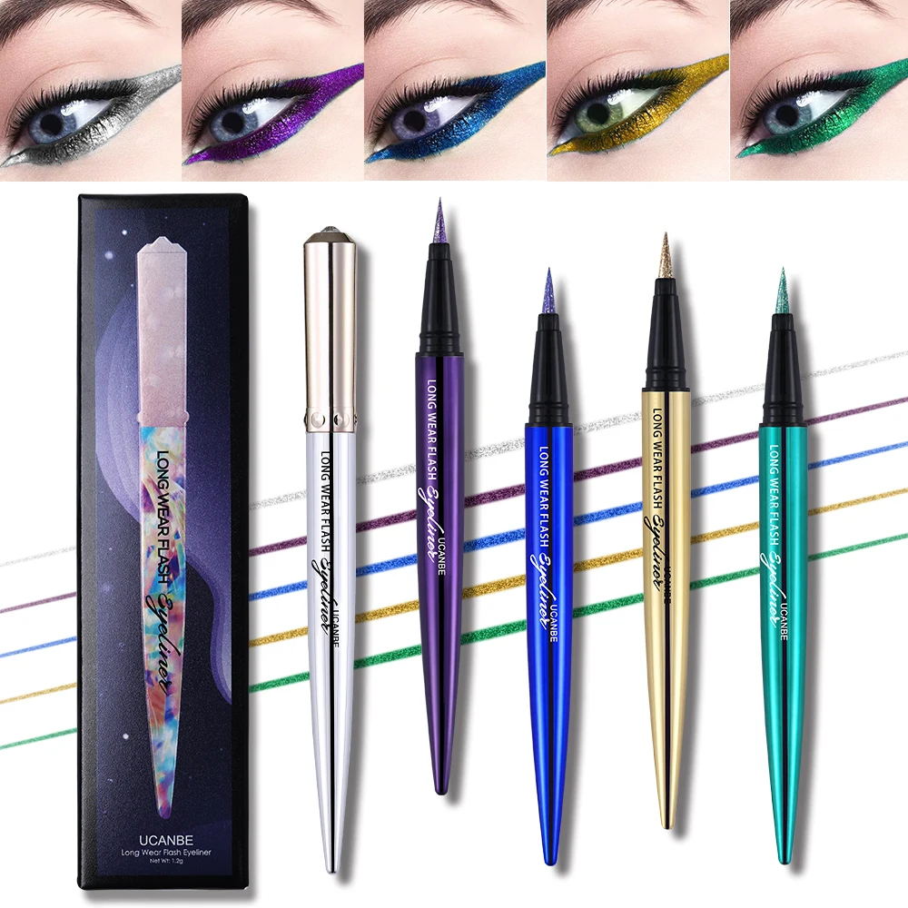 

5 Colors Brand New diamond Glitter Eyeliner Pencil Long Wear Flash Shimmer Eye Liner Pen Makeup Silky Waterproof Cosmetics