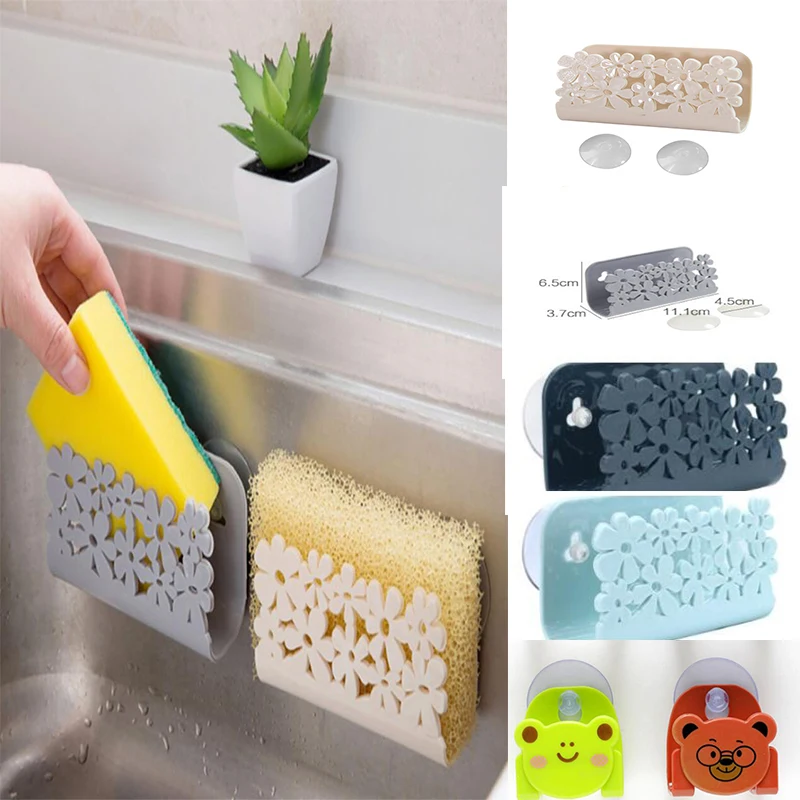 

kitchen organizer Sink Suction Sponges Holder Scrubbers Soap Storage Rack cartoon Sponge Holder Bathroom Drying Rack Toilet
