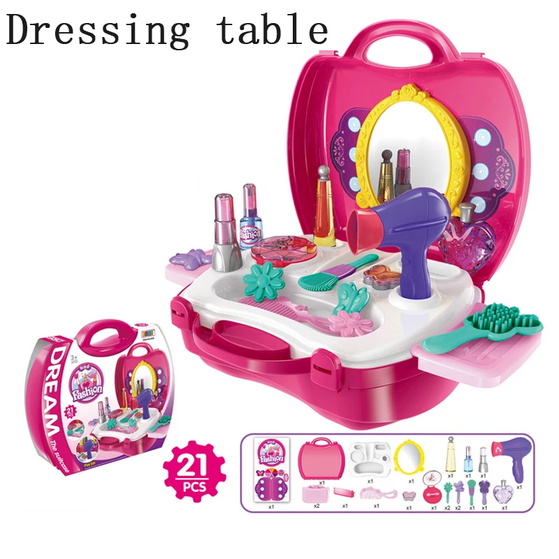 22 Types pretend Play Children simulation kitchen cooking tableware dressing cash register suitcase doctor Kids Plastic toy set