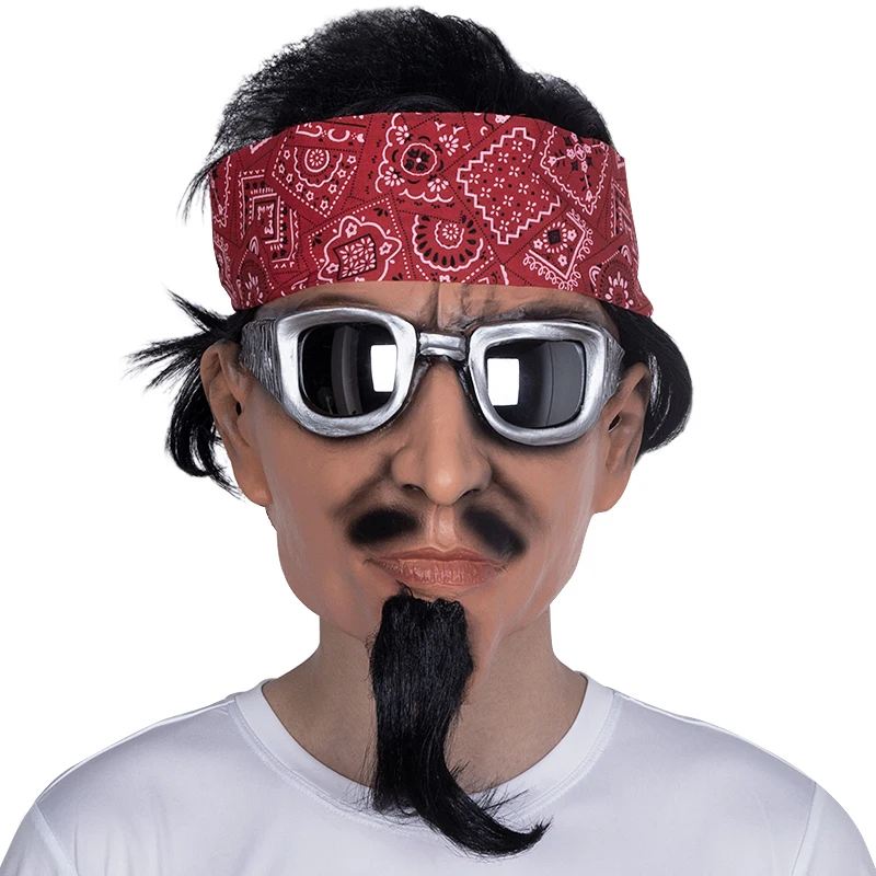 

Japanese Samurai Halloween People Latex Mask Realistic Human Mask With Hair