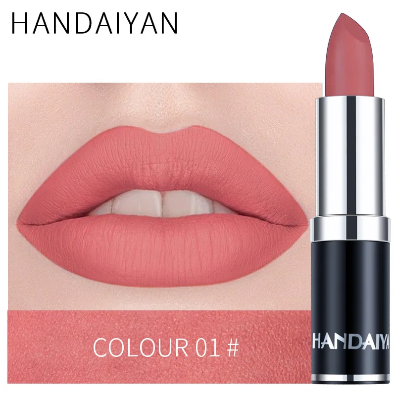 1PC Nude Waterproof Lipstick Matte Pumpkin Color Vitamin E Moisturizing Water-Resistant Profissional |