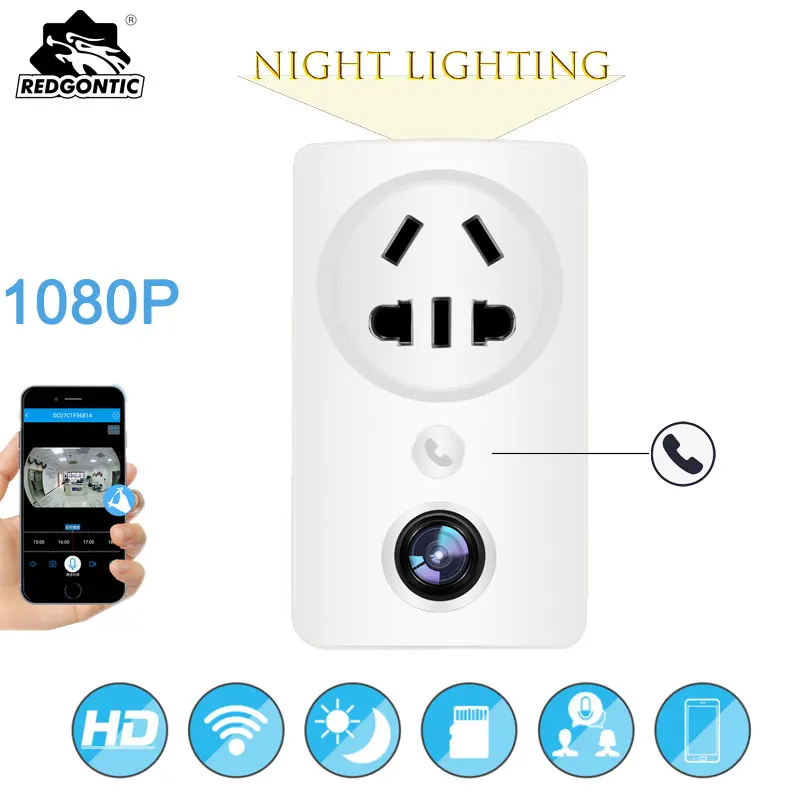 

180 Degree Panoramic 1080P WIFI IP Camera CCTV Wireless Cloud Storage Home Security USB Wall Socket Charger Adapter Night light