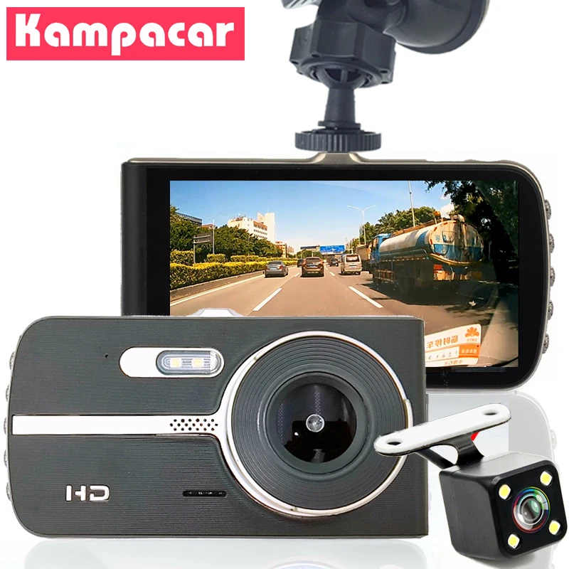 

Kampacar Car DVR Dash Cam 4 Inch Auto Camera Dual Lens Video Recorders For Cars 2 Dvrs With Rear View Camera Mini Car Black Box