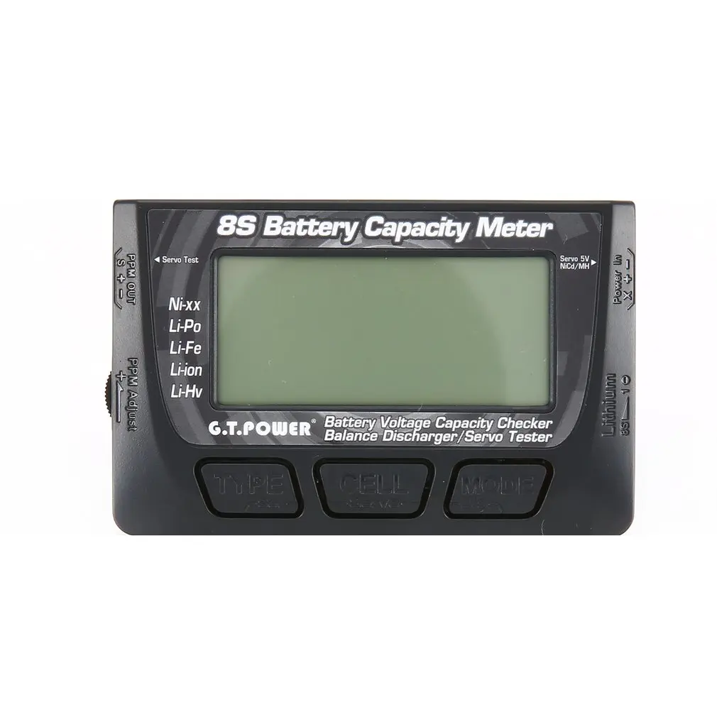

G.T.Power 8S RC Battery Voltage Capacity Meter PPM LED Digital Servo Tester for RC Car Aircraft Drone Model Part Tool