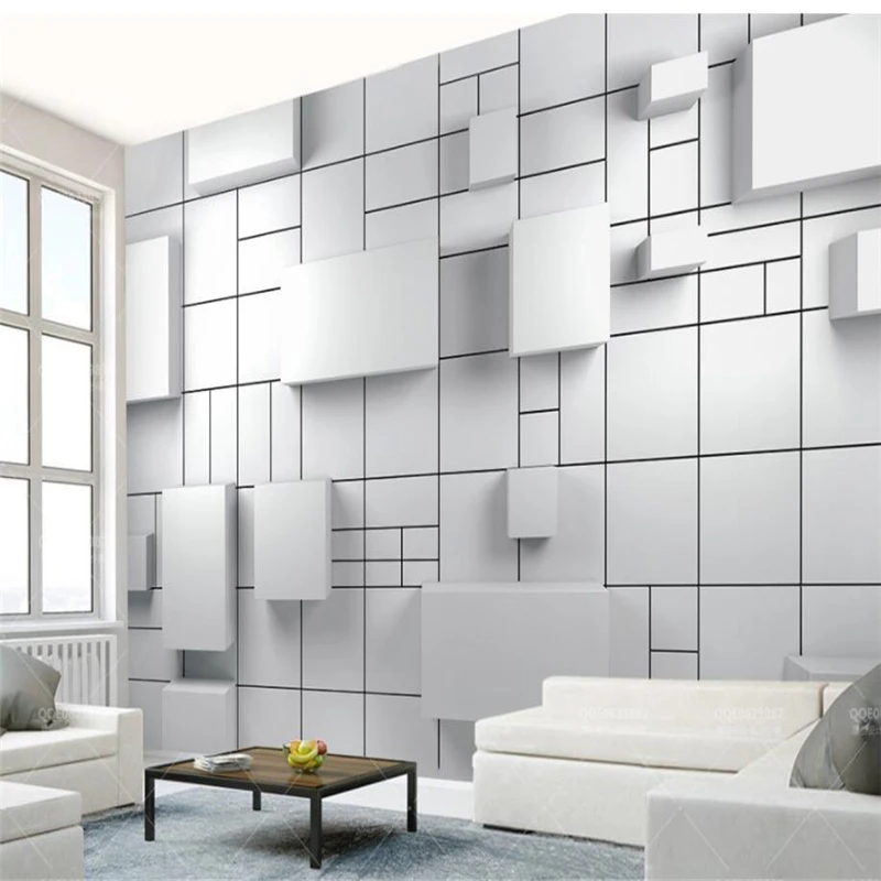 beibehang Custom 3D Wall paper Mural Living Room Bedroom 3d Cubic White Cubes Geometric Brick Wall TV Background Home Decor beibehang Custom 3D Wall paper Mural Living Room Bedroom 3d Cubic White Cubes Geometric Brick Wall TV Background Home Decor
