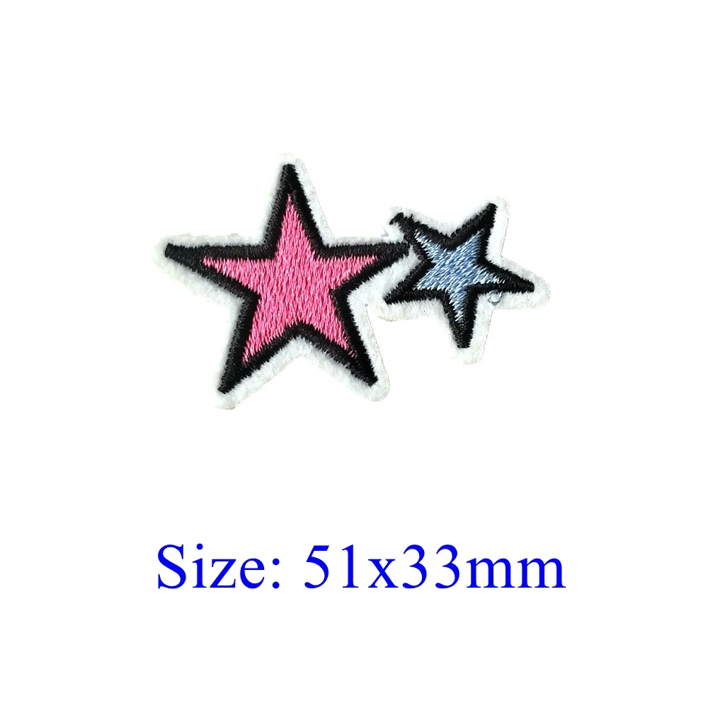 New Double Colors Stars Clothes Patch Iron On Star Patches Embroidered