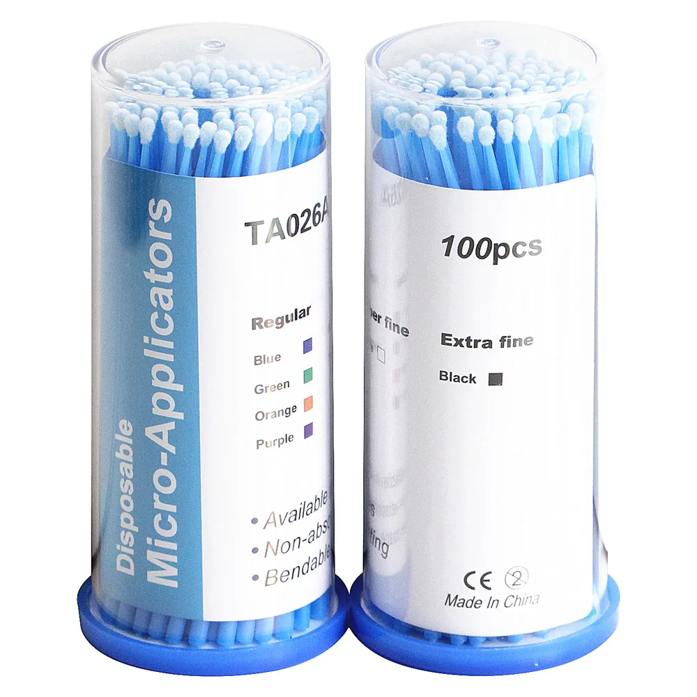 

200Pcs Disposable Cotton Swab Regular Dental Brush Blue Stick Micro Applicator Brush Eyelashes Extension Mascara Makeup Tools