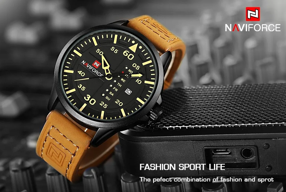 NAVIFORCE Luxury Brand Men Army Military Watches Men's Quartz Date Clock Man Leather Strap Sports Wrist Watch Relogio Masculino