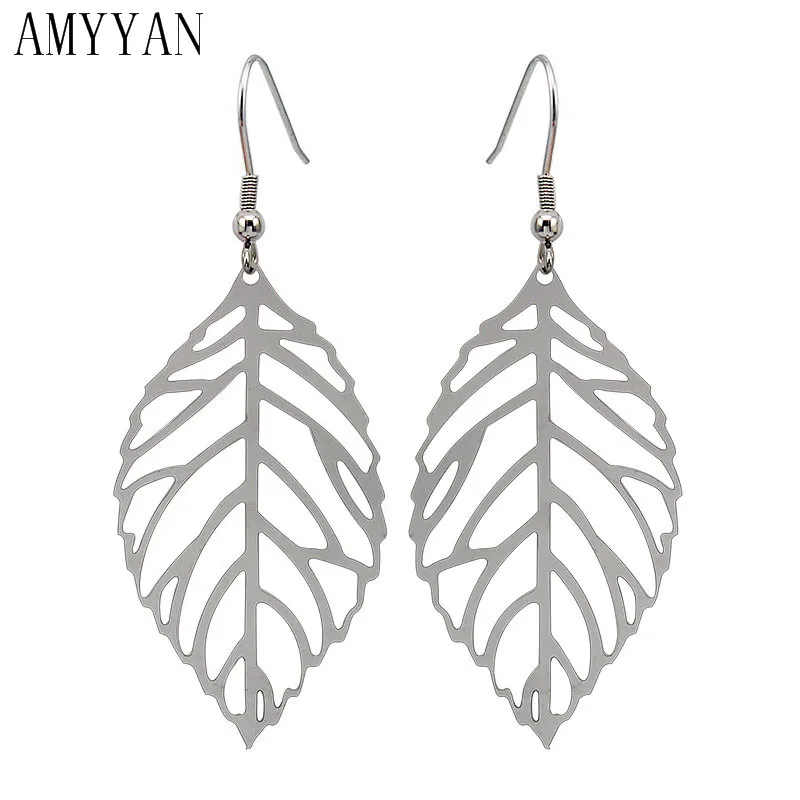 

Woman Earrings New Arrival Free Shipping Wholesale Stainless Steel Leaf Earrings Women's Earring Openwork Earrings