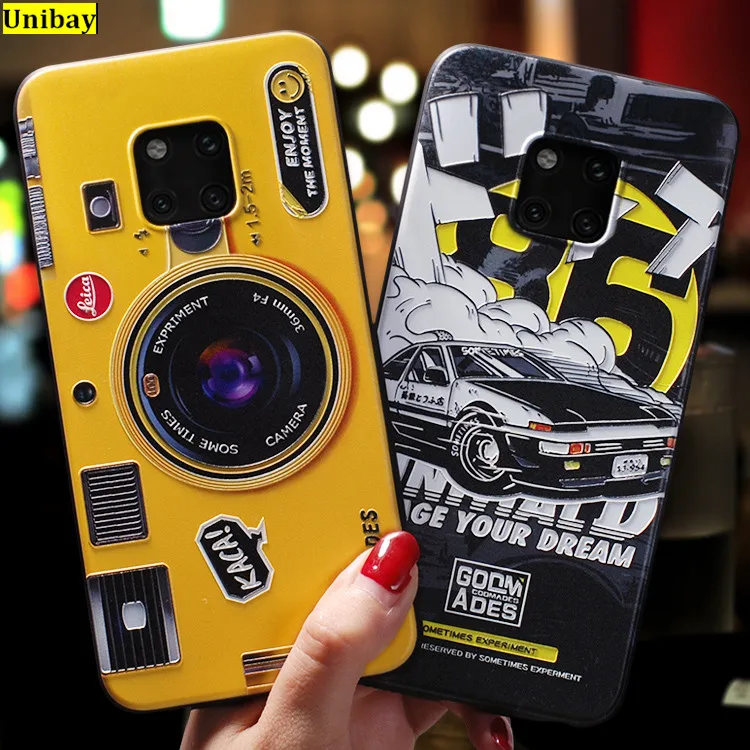 

Unibay Original Huawei Mate 20 Pro Case Mate 20 X Back Cover Slim 3d embossed mate 10 P Smart Plus p30 pro Nova 4 4e case Cover