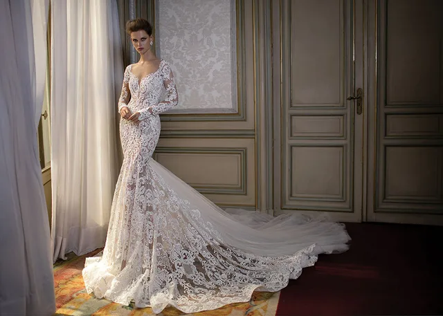 Loverxu Liques Flowers Lace Pattern Novel Fishtail Style Wedding Loverxu Liques Flowers Lace Pattern Novel Fishtail Style Wedding Dress 2017 Be A Y Woman Winsome