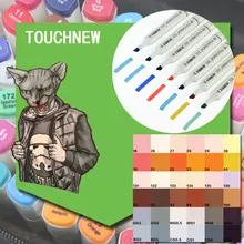 Touchnew Double-Ended Brush Markers 12 Manga Colors Skin Tones Sketch Graphic Design with Pen