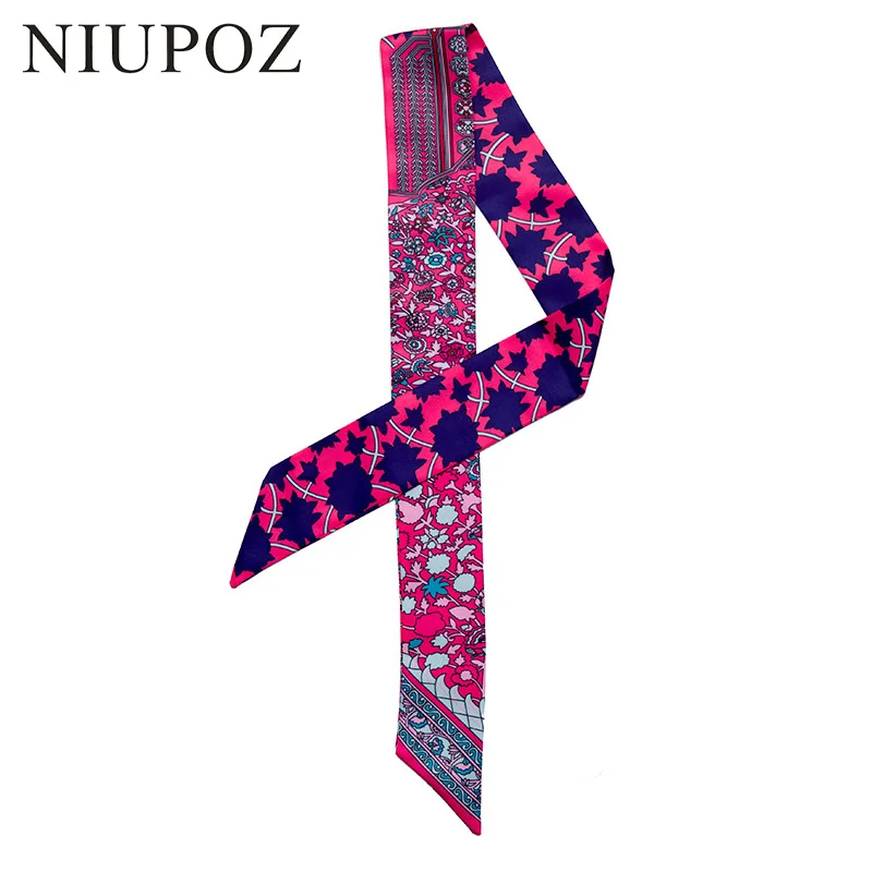 

New Design Women Fashion Ethnic style Bag Silk Scarf Small Handle Decoration Tie Multifunction Hair Ribbon Twill Scarf M298