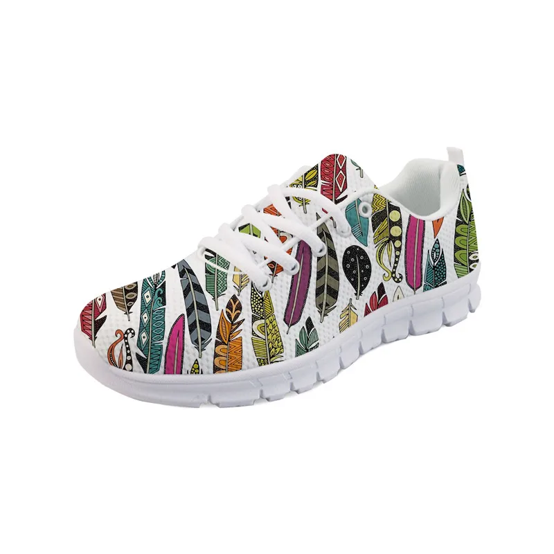 

Noisydesigns Women Summer Casual Shoes Girls Design Adult Shoes Women Lace-up Owl Feathers Sketcher Mujer Calzado Mujer -AQ