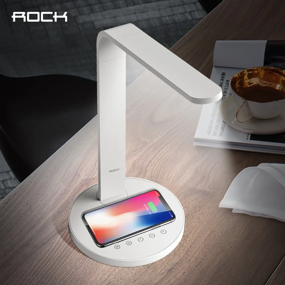 ROCK Smart Wireless Charger Desktop Lamp Adjustable Touch Control Table Lamp With Wireless Charger Pad