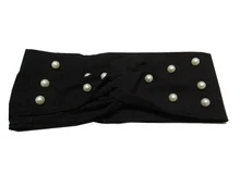 Dame de mode extensible 100% coton bandeau tordu turban avec perle de charme pour les femmes