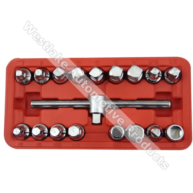 Oil Drain Plug Removal Tool Key Set Square Hexagon Socket Kit Nut