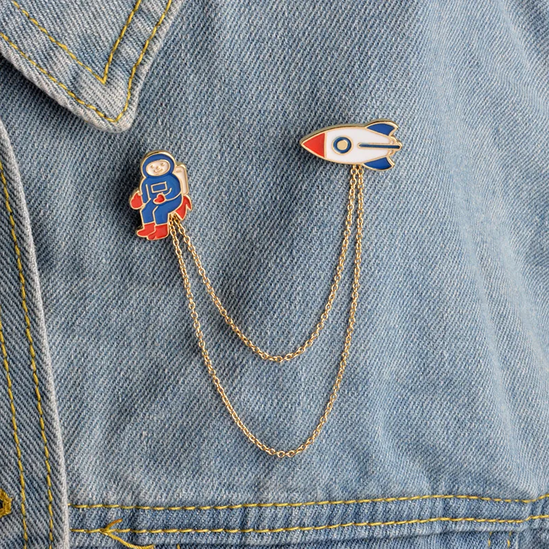 

Astronaut Spaceman Rocket Spaceship Space Universe Solar System Pin Badge Collar Pins Brooch Bear Wolf Apple Tree Animal Brooch