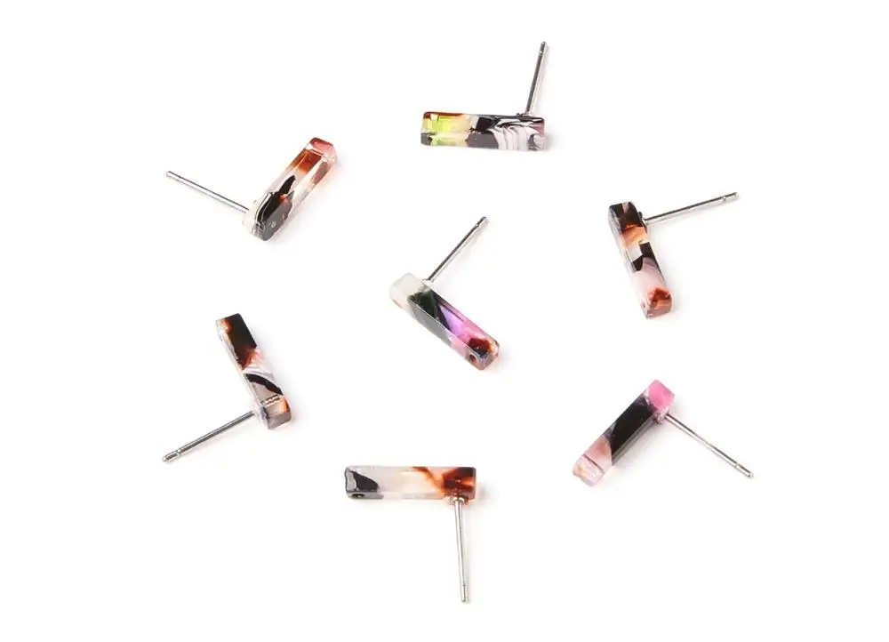 

Acetate Acrylic Earring Stud - Post Charms - Stick Shaped Earring - Jewelry accessories - 6pcs/lot - 13,26x2,91x2,75mm - AC1221