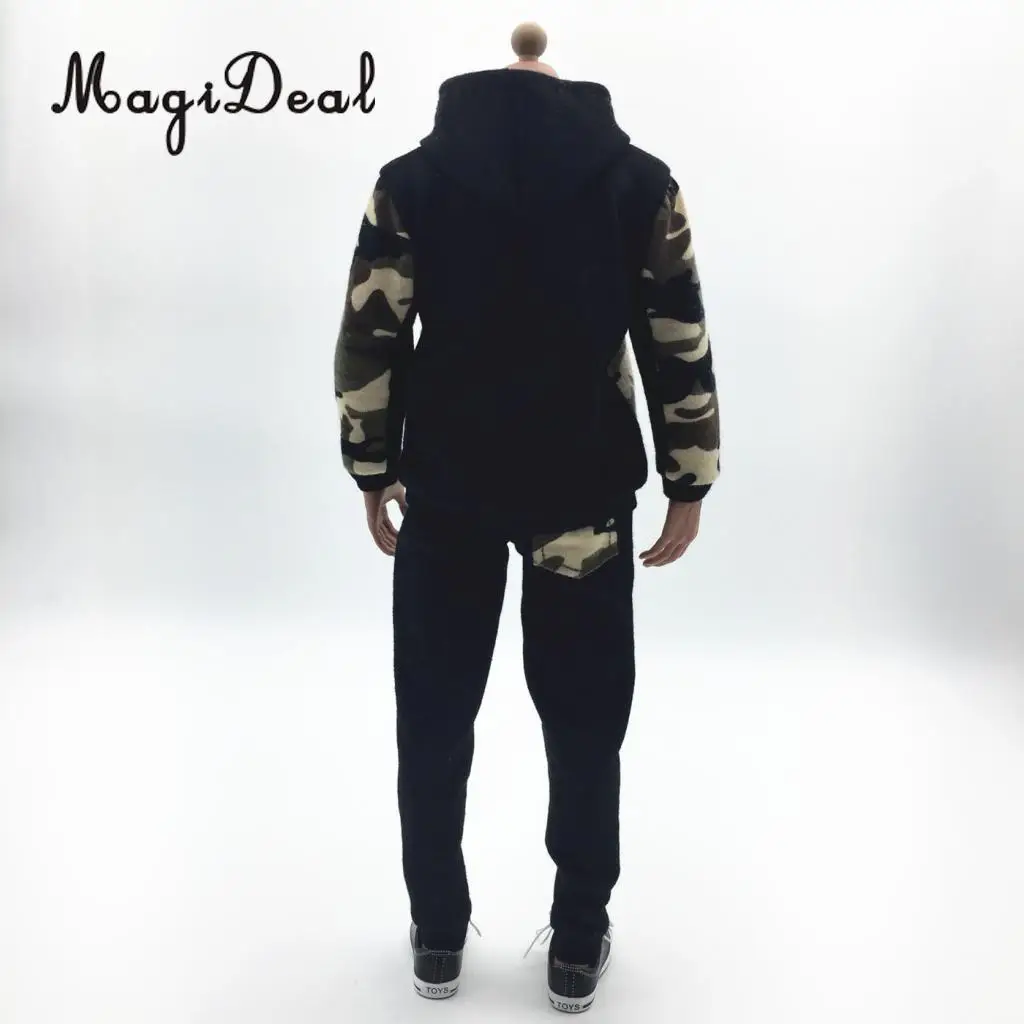 MagiDeal 1/6 Scale Male Doll Top Hoodie Hooded Pullover Trousers Outfits for 12inch   Dragon Action Figure